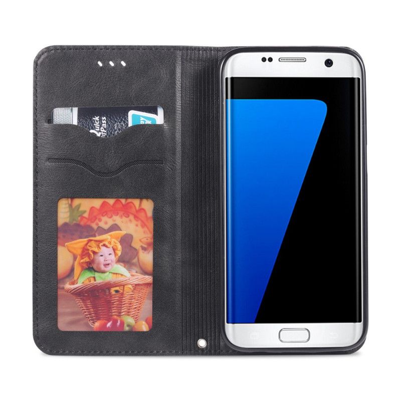 Folio-hoesje voor Samsung Galaxy S7 Donkerbruin Zwart Retro Azns