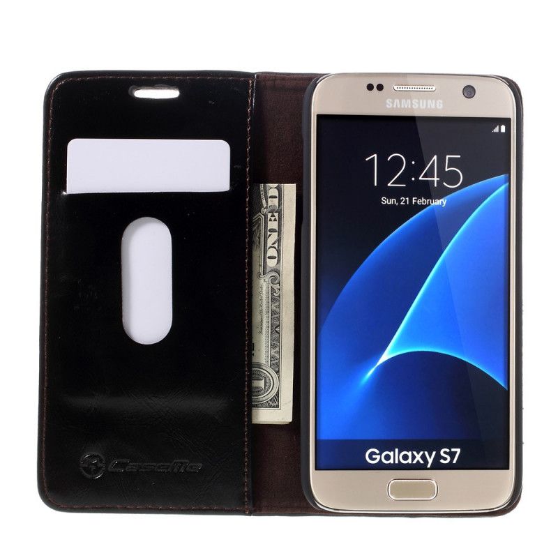 Folio-hoesje voor Samsung Galaxy S7 Koffie Wit Caseme Olie Wax