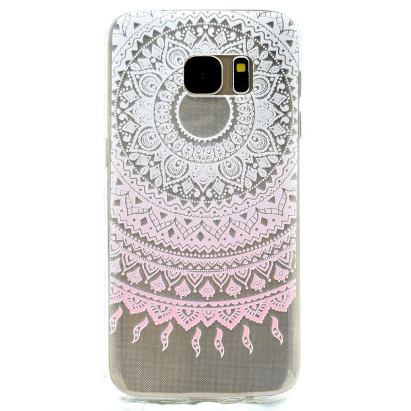 Hoesje Samsung Galaxy S7 Lichtblauw Roze Transparante Kleurrijke Mandala