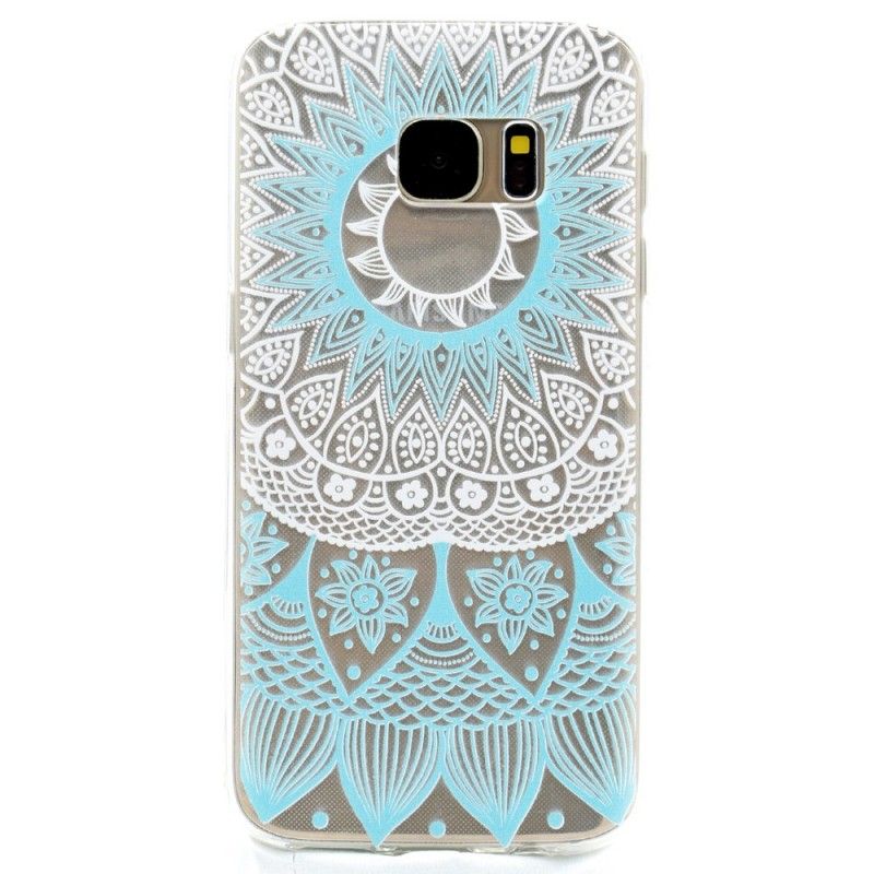 Hoesje Samsung Galaxy S7 Lichtblauw Roze Transparante Kleurrijke Mandala