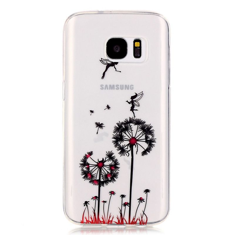 Hoesje Samsung Galaxy S7 Transparant Rode Paardebloemen