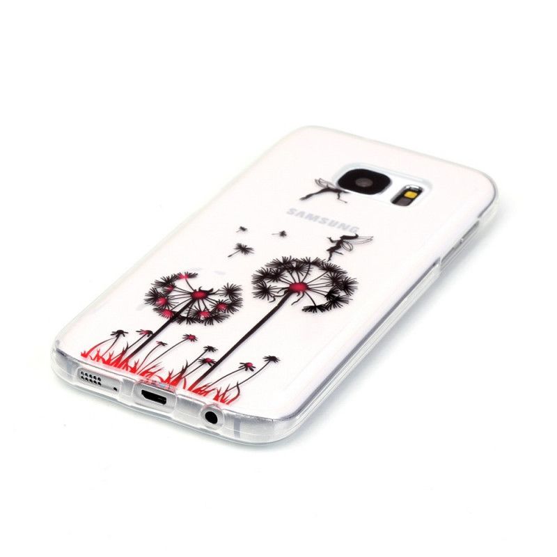 Hoesje Samsung Galaxy S7 Transparant Rode Paardebloemen