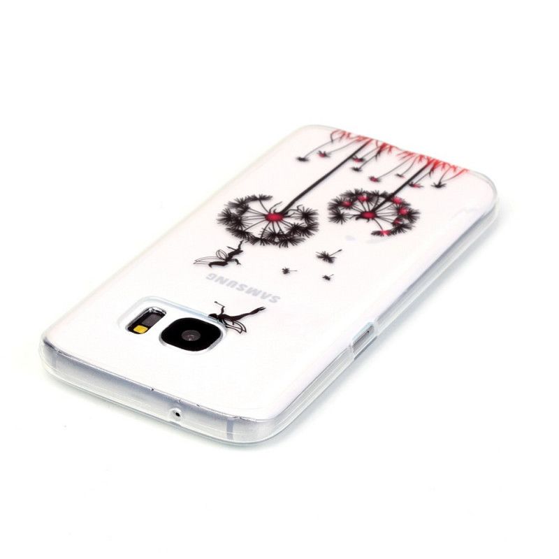 Hoesje Samsung Galaxy S7 Transparant Rode Paardebloemen