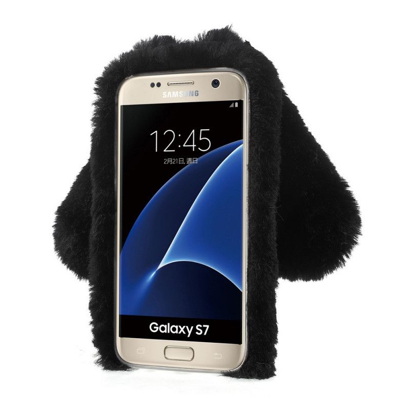 Hoesje Samsung Galaxy S7 Zwart Oren Van Konijnen Diamanten