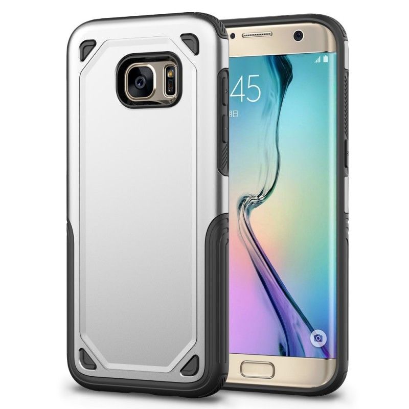 Hoesje voor Samsung Galaxy S7 Grijs Zwart Pantser Met Metaaleffect