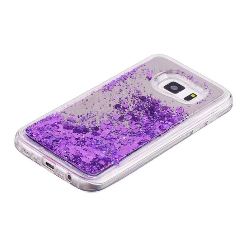 Hoesje voor Samsung Galaxy S7 Paars Roze Glitterpoeder