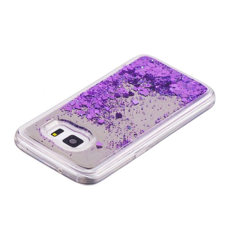 Hoesje voor Samsung Galaxy S7 Paars Roze Glitterpoeder