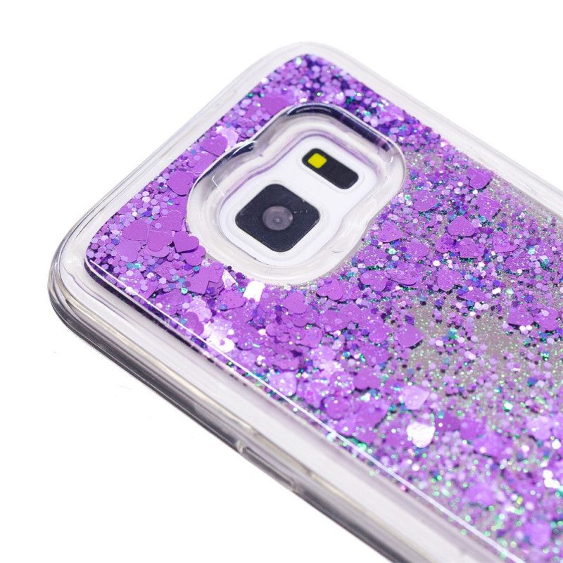 Hoesje voor Samsung Galaxy S7 Paars Roze Glitterpoeder