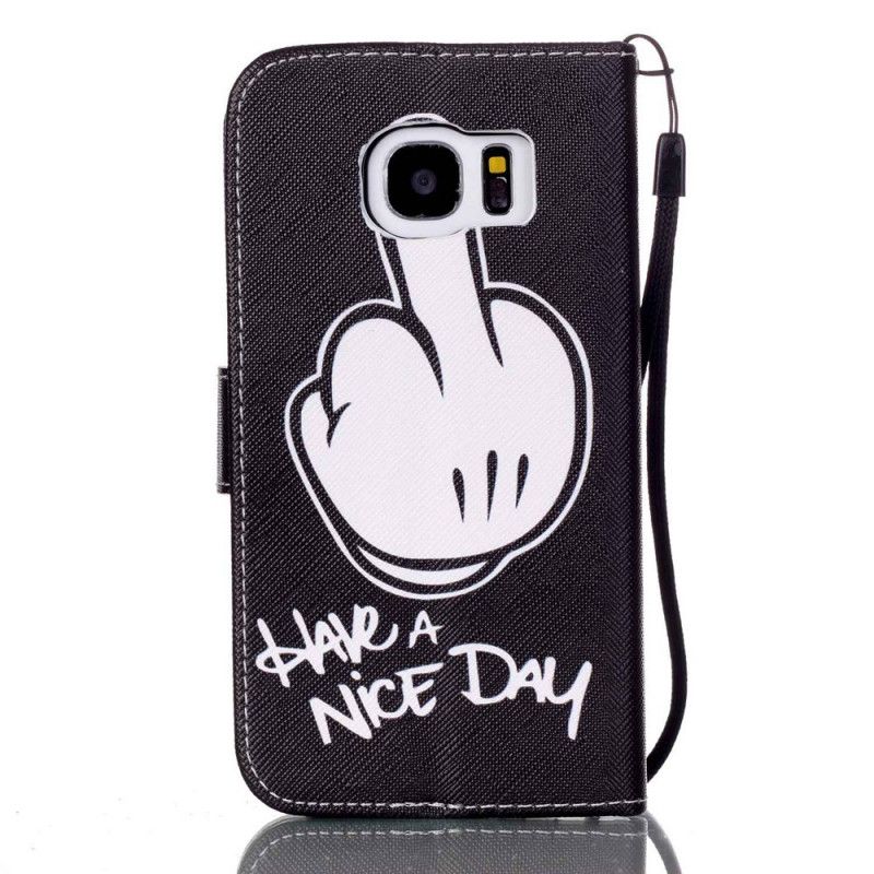 Leren Hoesje Samsung Galaxy S7 Heb Een Nieuwe Dag