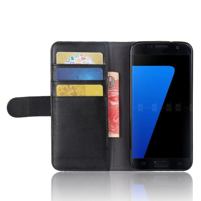 Leren Hoesje voor Samsung Galaxy S7 Bruin Zwart Splitleer