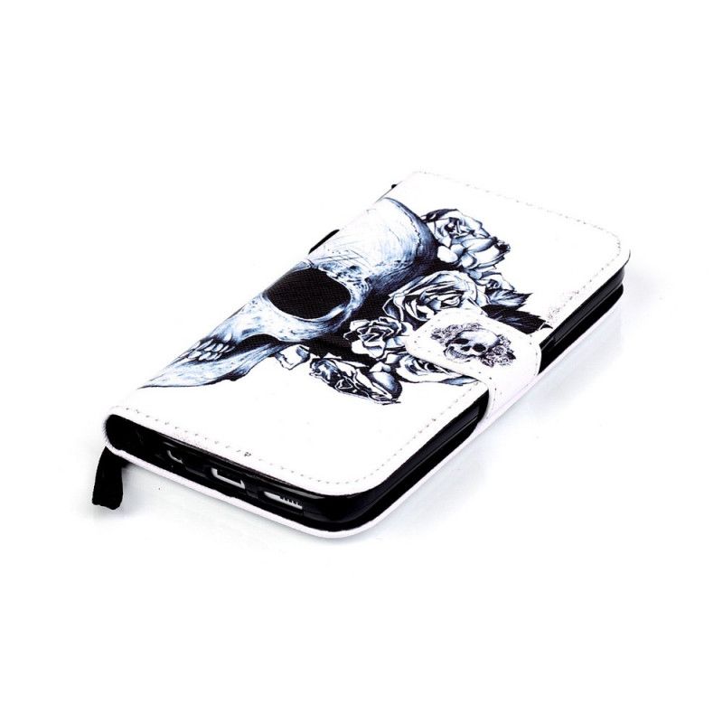 Leren Hoesje voor Samsung Galaxy S7 Gebloemde Schedel