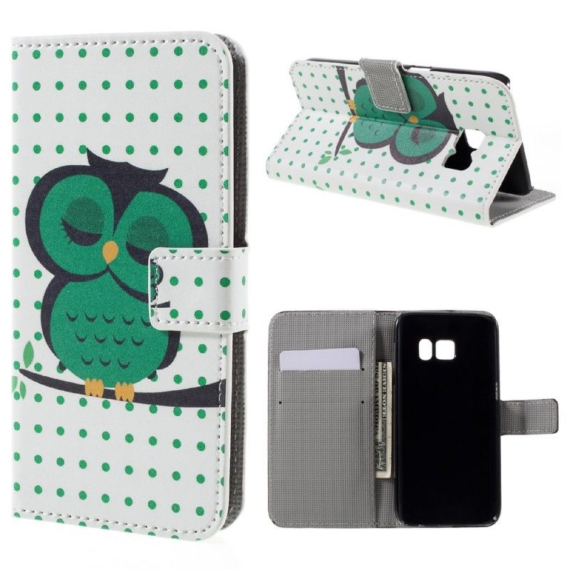 Leren Hoesje voor Samsung Galaxy S7 Slapende Uil
