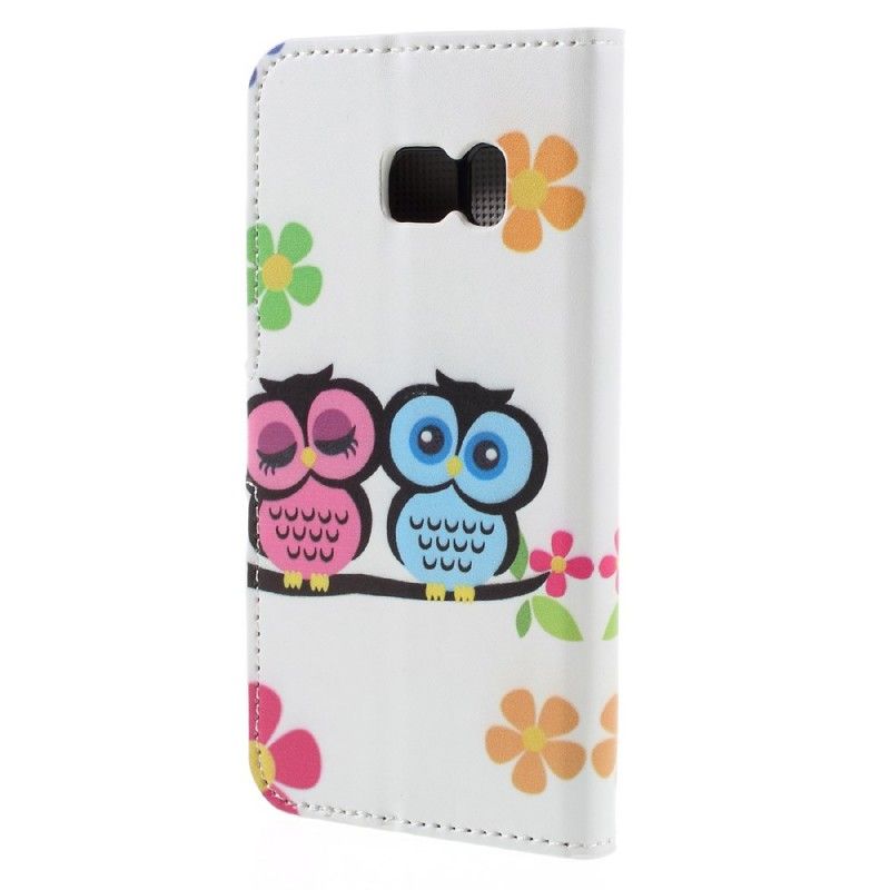Leren Hoesje voor Samsung Galaxy S7 Uilenfamilie