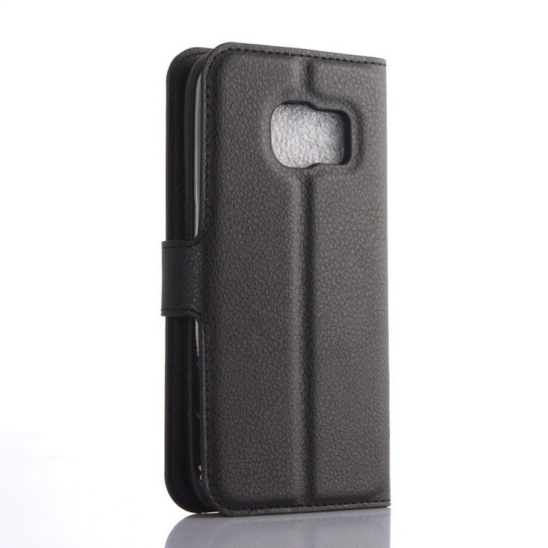 Leren Hoesje voor Samsung Galaxy S7 Wit Zwart Klassiek