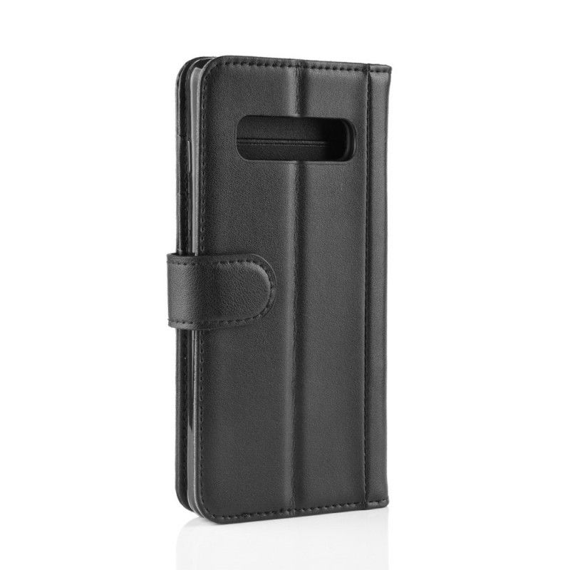Cover Folio-hoesje Samsung Galaxy S10 5G Bruin Zwart Telefoonhoesje Echt Leer