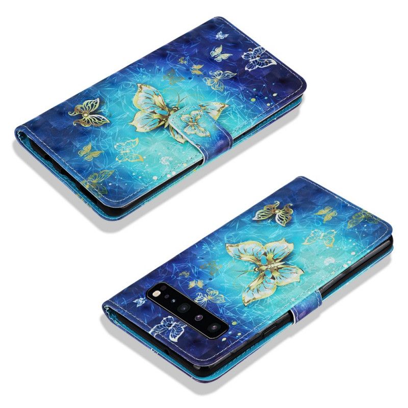 Cover Folio-hoesje Samsung Galaxy S10 5G Telefoonhoesje Gouden Vlinders