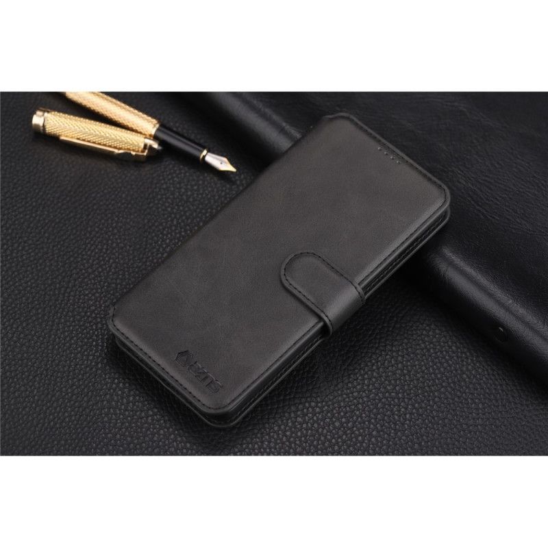 Flip Case Leren Samsung Galaxy S10 5G Grijs Zwart Retro Azns