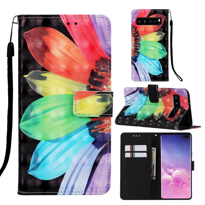 Flip Case Leren Samsung Galaxy S10 5G Intense Aquarelbloem