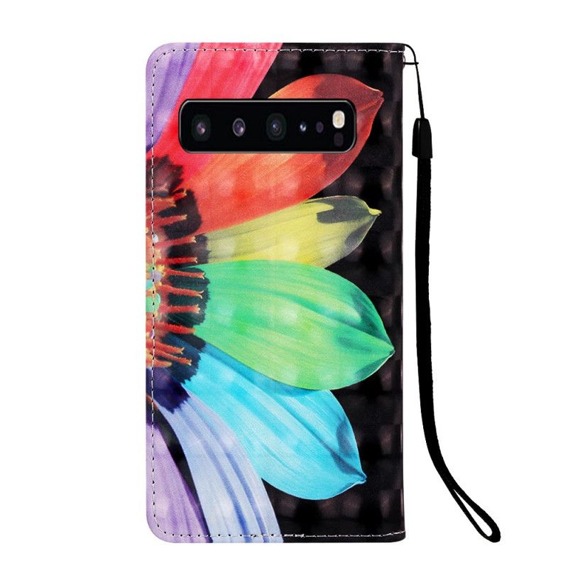 Flip Case Leren Samsung Galaxy S10 5G Intense Aquarelbloem