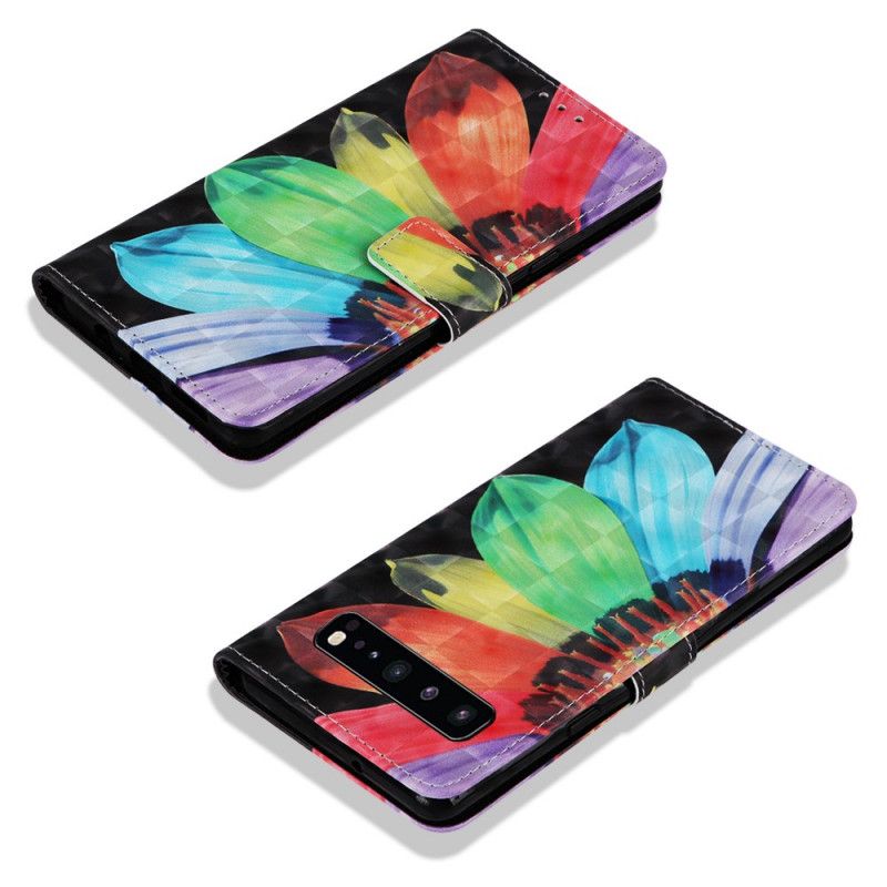 Flip Case Leren Samsung Galaxy S10 5G Intense Aquarelbloem