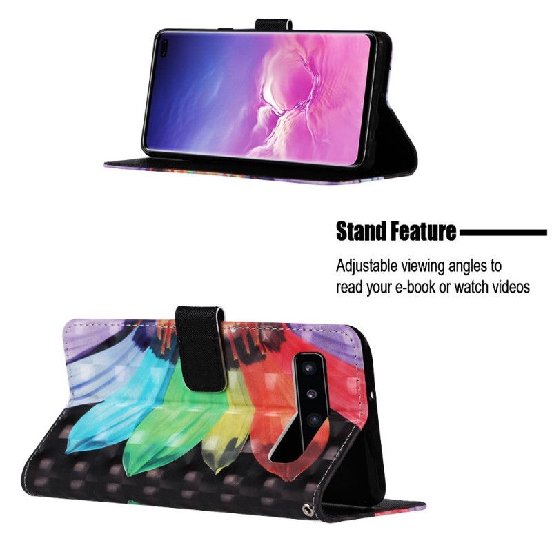 Flip Case Leren Samsung Galaxy S10 5G Intense Aquarelbloem