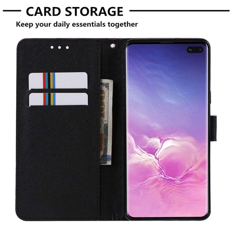Flip Case Leren Samsung Galaxy S10 5G Intense Aquarelbloem