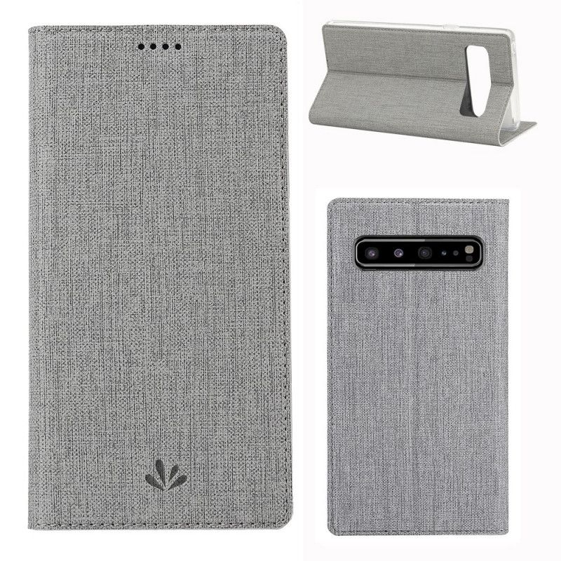 Folio-hoesje Samsung Galaxy S10 5G Grijs Zwart Getextureerde Vili Dmx