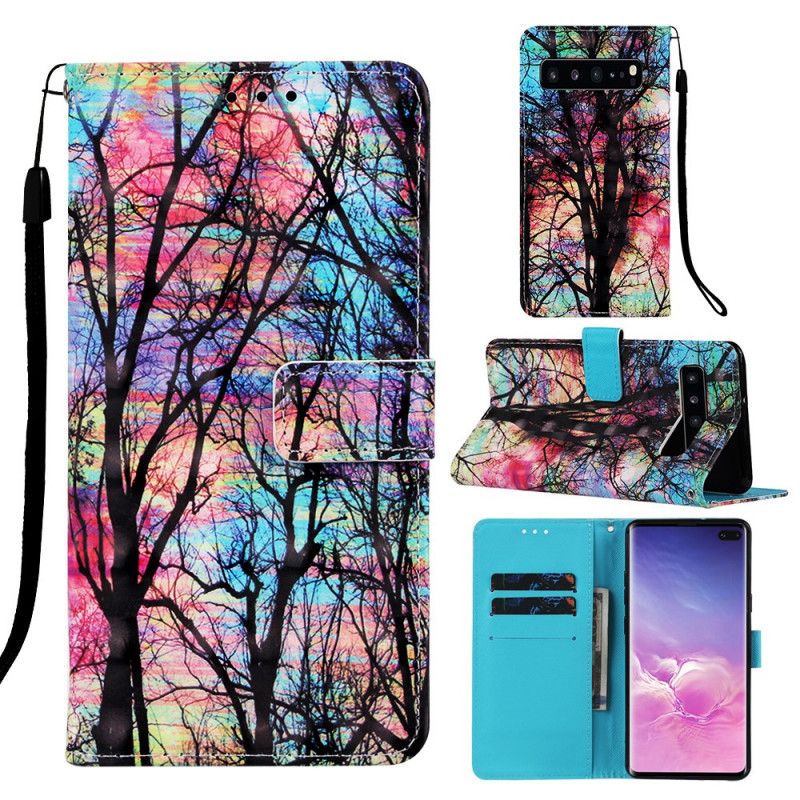 Leren Hoesje Samsung Galaxy S10 5G Telefoonhoesje Gekleurd Bos