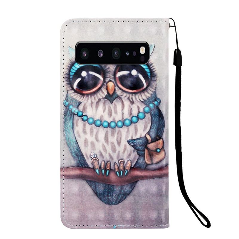 Leren Hoesje Samsung Galaxy S10 5G Telefoonhoesje Juffrouw Uil