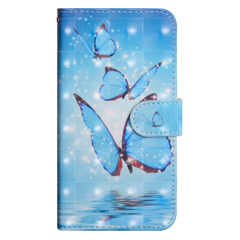 Leren Hoesje Samsung Galaxy S10 5G Vliegende Blauwe Vlinders