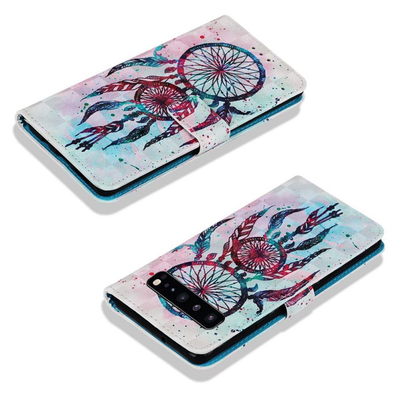 Leren Hoesje voor Samsung Galaxy S10 5G Beige Rood Dromenvanger