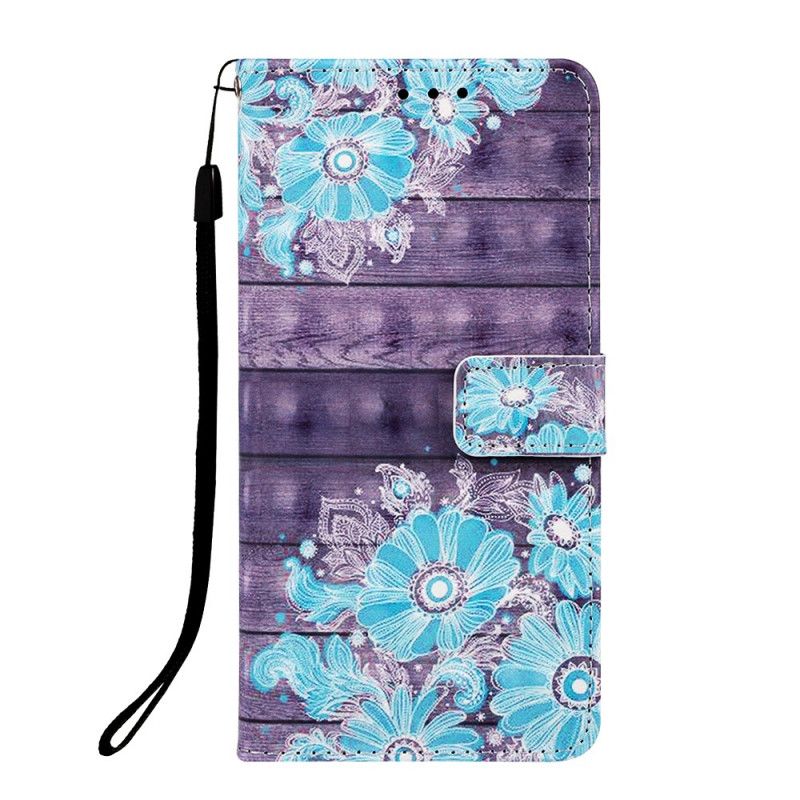 Leren Hoesje voor Samsung Galaxy S10 5G Blauwe Bloemen