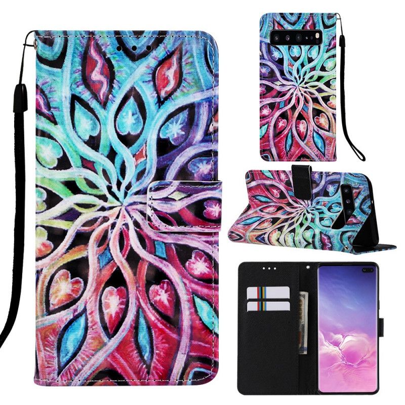 Leren Hoesje voor Samsung Galaxy S10 5G Kleurrijke Plant