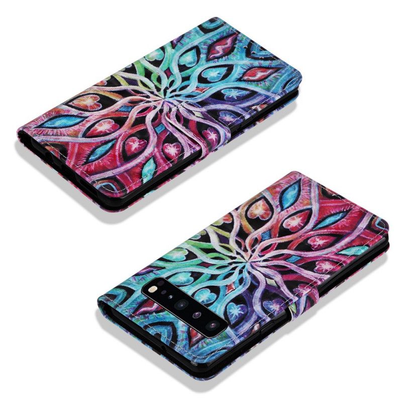 Leren Hoesje voor Samsung Galaxy S10 5G Kleurrijke Plant