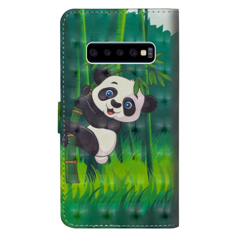 Leren Hoesje voor Samsung Galaxy S10 5G Panda En Bamboe