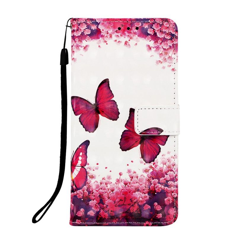 Leren Hoesje voor Samsung Galaxy S10 5G Rode Vlinders