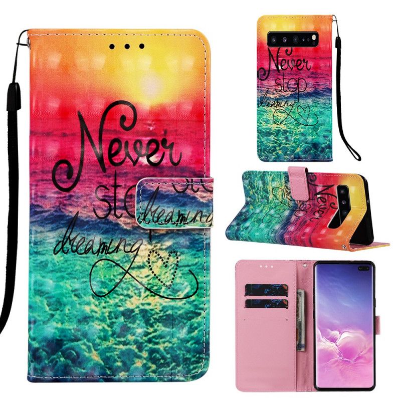 Leren Hoesje voor Samsung Galaxy S10 5G Stop Nooit Met Dromen