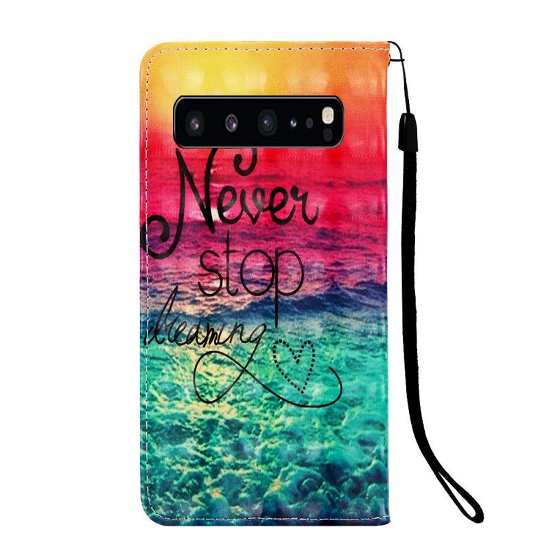 Leren Hoesje voor Samsung Galaxy S10 5G Stop Nooit Met Dromen