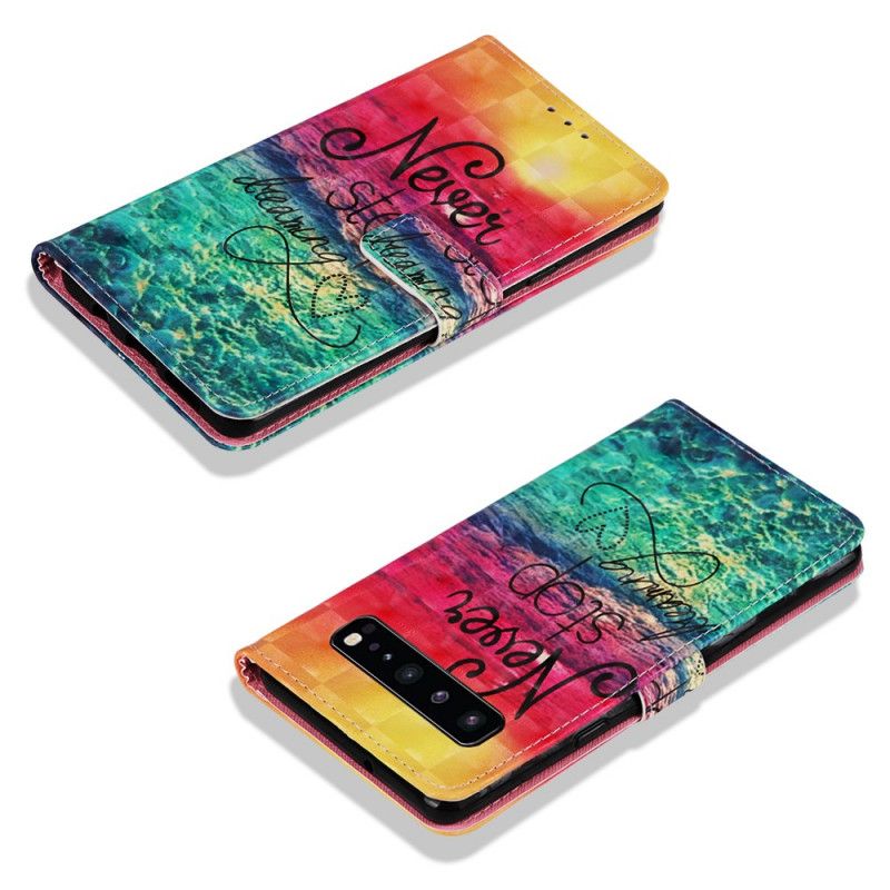 Leren Hoesje voor Samsung Galaxy S10 5G Stop Nooit Met Dromen