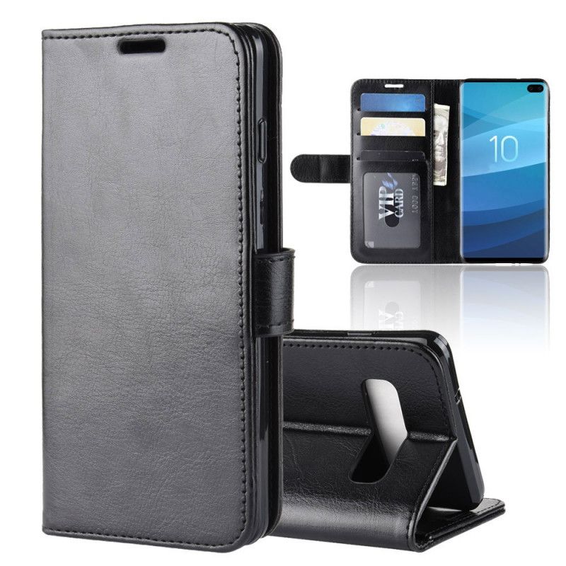 Leren Hoesje voor Samsung Galaxy S10 5G Wit Zwart Klassieke Leerstijl