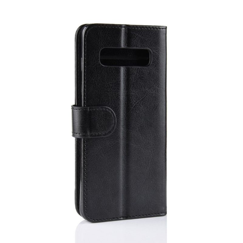 Leren Hoesje voor Samsung Galaxy S10 5G Wit Zwart Klassieke Leerstijl