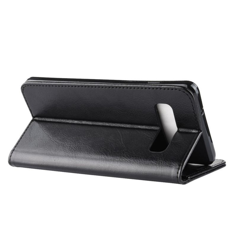 Leren Hoesje voor Samsung Galaxy S10 5G Wit Zwart Klassieke Leerstijl