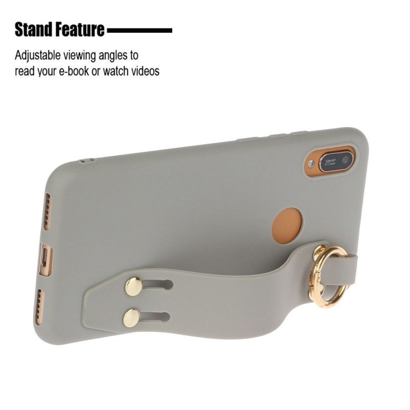 Case Hoesje Honor 8A Rood Grijs Telefoonhoesje Siliconen Met Steunband