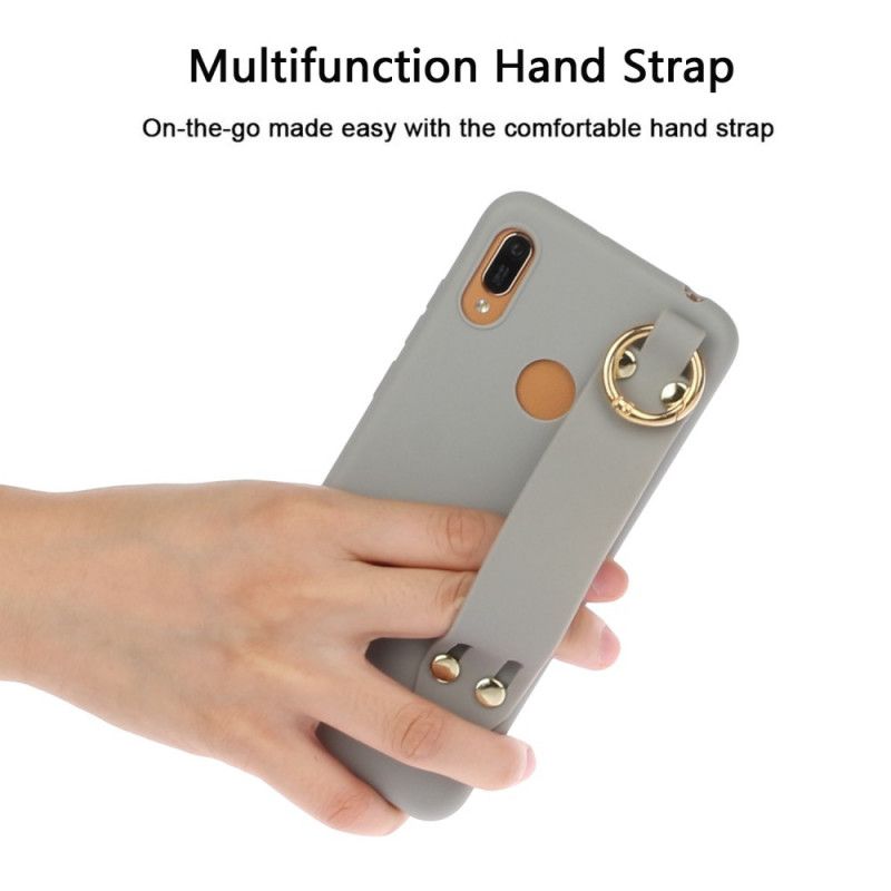 Case Hoesje Honor 8A Rood Grijs Telefoonhoesje Siliconen Met Steunband
