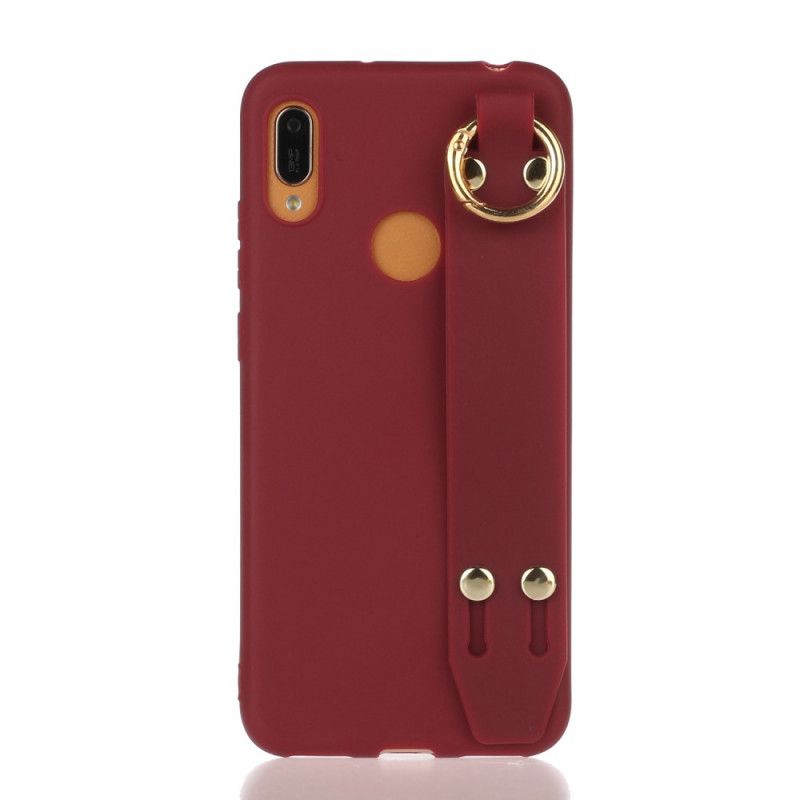 Case Hoesje Honor 8A Rood Grijs Telefoonhoesje Siliconen Met Steunband