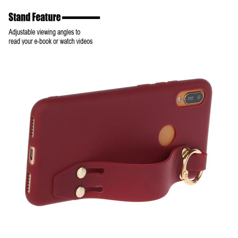 Case Hoesje Honor 8A Rood Grijs Telefoonhoesje Siliconen Met Steunband
