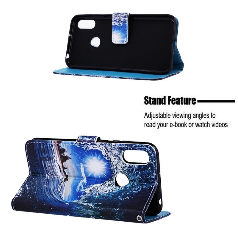 Cover Folio-hoesje Honor 8A Telefoonhoesje Landschapsoverpeinzingen Met Strings