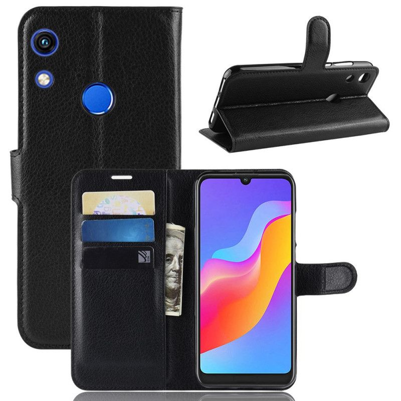 Flip Case Leren Honor 8A Wit Zwart Klassiek Kunstleer