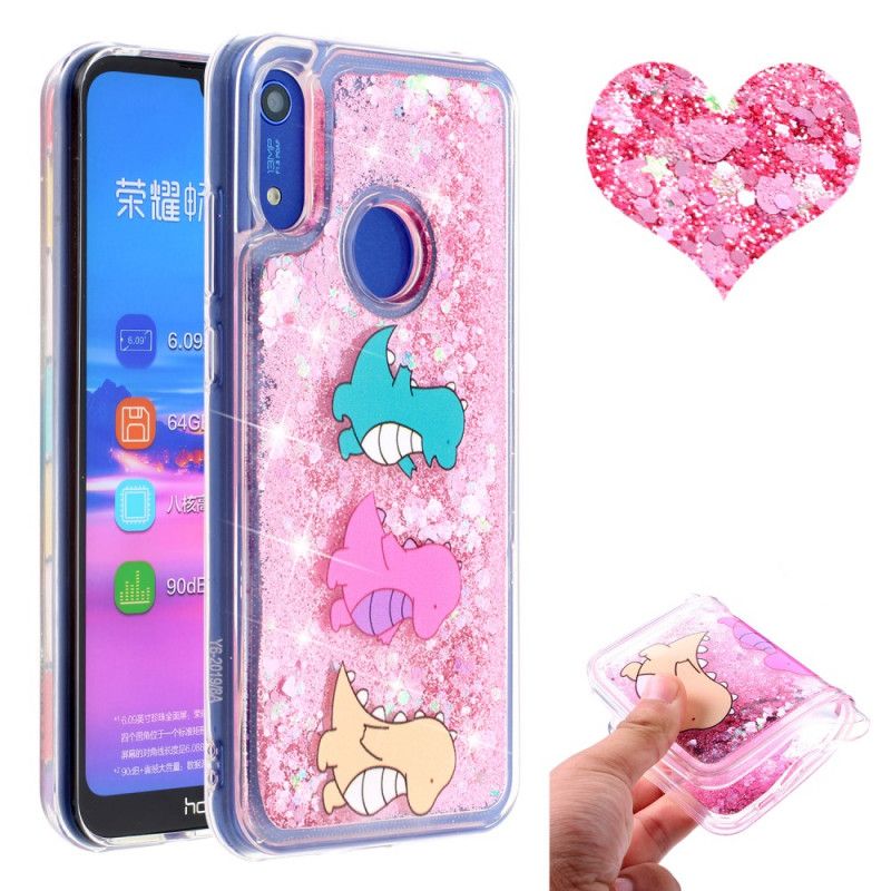 Hoesje Honor 8A Leuke Glitterdinosaurussen