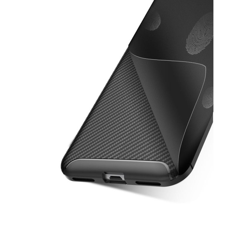 Hoesje voor Honor 8A Donkerblauw Zwart Flexibele Koolstofvezeltextuur